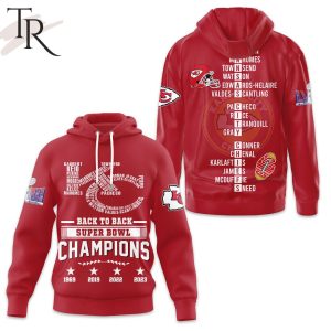 Back To Back Super Bowl Champions 1969 2019 2022 2023 NFL Kansas City Chiefs Red Hoodie