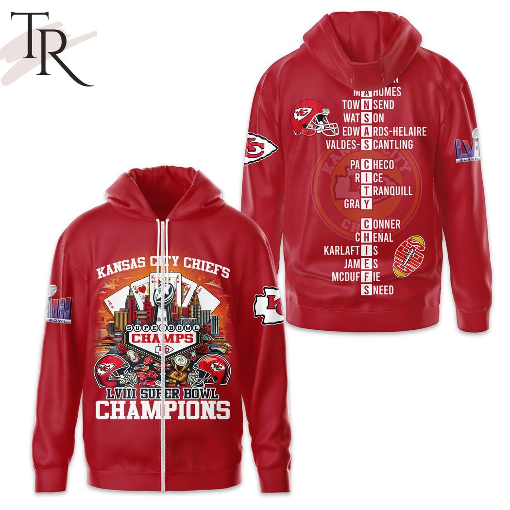 NFL Kansas City Chiefs Super Bowl LVIII Champions Red Hoodie