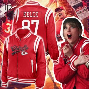 Taylor Swift & Kelce Kansas City Chiefs Women’s Baseball Jacket