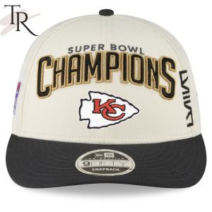Kansas City Chiefs Super Bowl LVIII Champions Locker Room Low Profile Adjustable Cream Black Cap