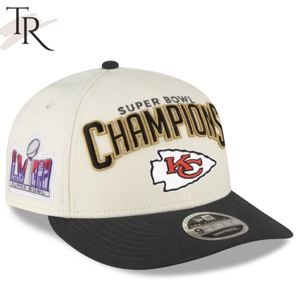 Kansas City Chiefs Super Bowl LVIII Champions Locker Room Low Profile Adjustable Cream Black Cap