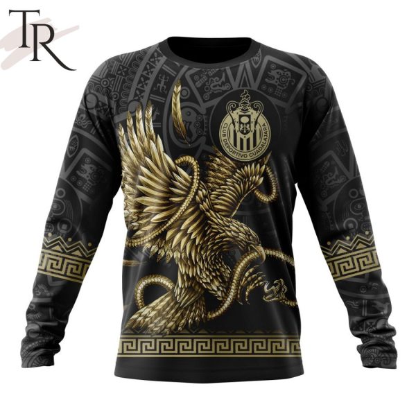 LIGA MX Chivas Guadalajara Special Black And Gold Design With Mexican Eagle Hoodie