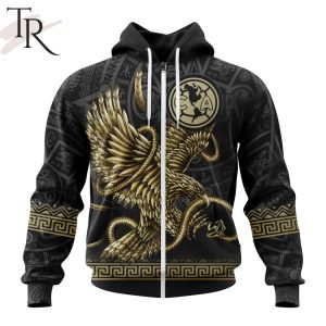LIGA MX Club America Special Black And Gold Design With Mexican Eagle Hoodie