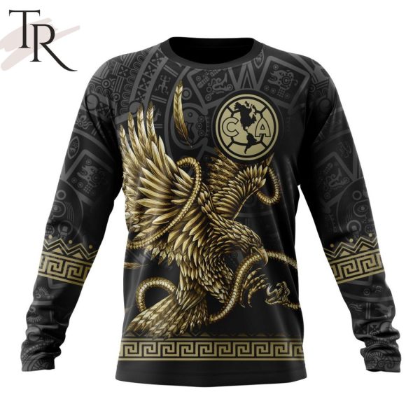 LIGA MX Club America Special Black And Gold Design With Mexican Eagle Hoodie