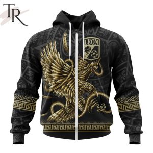 LIGA MX Club Leon Special Black And Gold Design With Mexican Eagle Hoodie