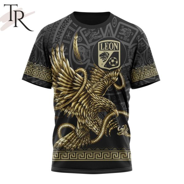 LIGA MX Club Leon Special Black And Gold Design With Mexican Eagle Hoodie