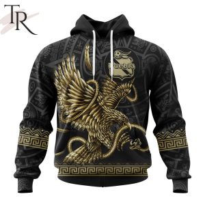 LIGA MX Club Puebla Special Black And Gold Design With Mexican Eagle Hoodie