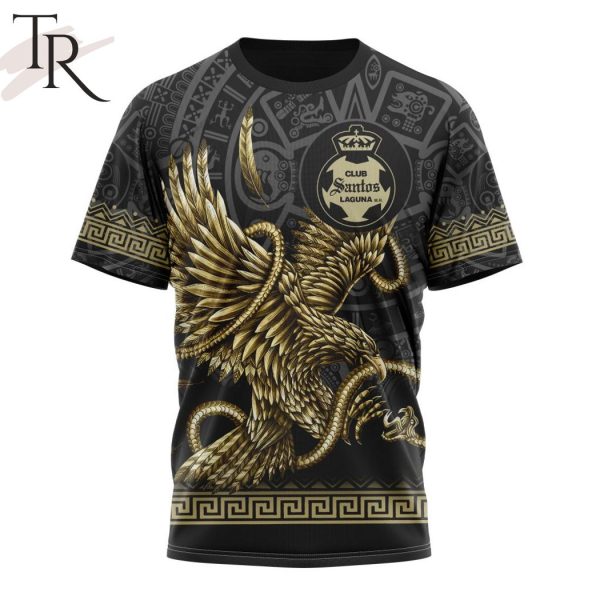 LIGA MX Club Santos Laguna Special Black And Gold Design With Mexican Eagle Hoodie