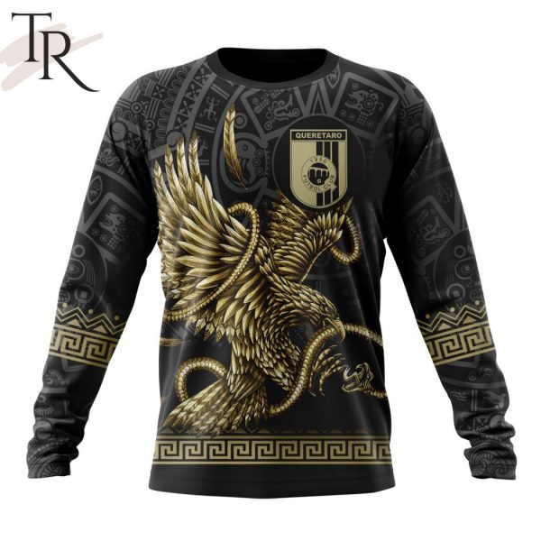 LIGA MX Queretaro F.C Special Black And Gold Design With Mexican Eagle Hoodie