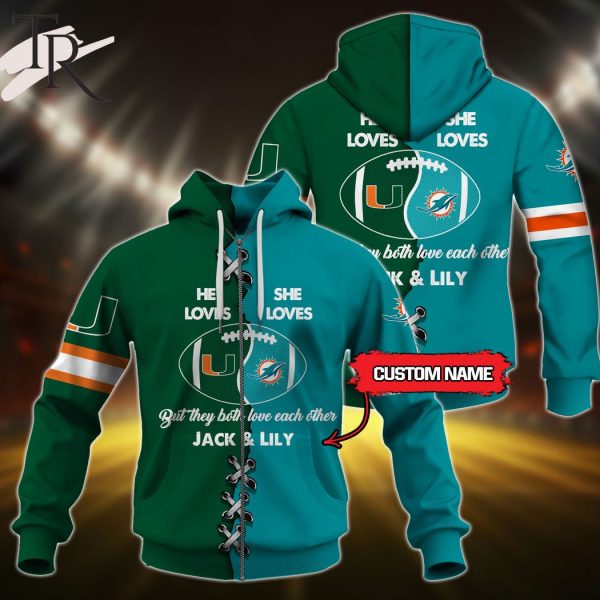 He Loves – She Loves – Mix 2 Football Teams Select Any 2 Teams to Mix and Match! Custom Name Hoodie