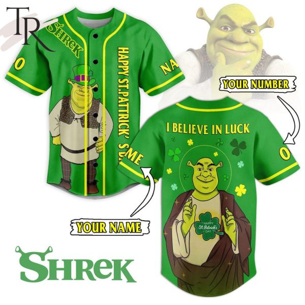 Shrek Happy St. Patrick’s Day I Believe In Luck Custom Baseball Jersey
