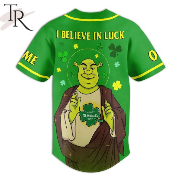 Shrek Happy St. Patrick’s Day I Believe In Luck Custom Baseball Jersey