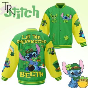 Stitch Let the Shenanigans Begin St. Patrick’s Day Baseball Jacket
