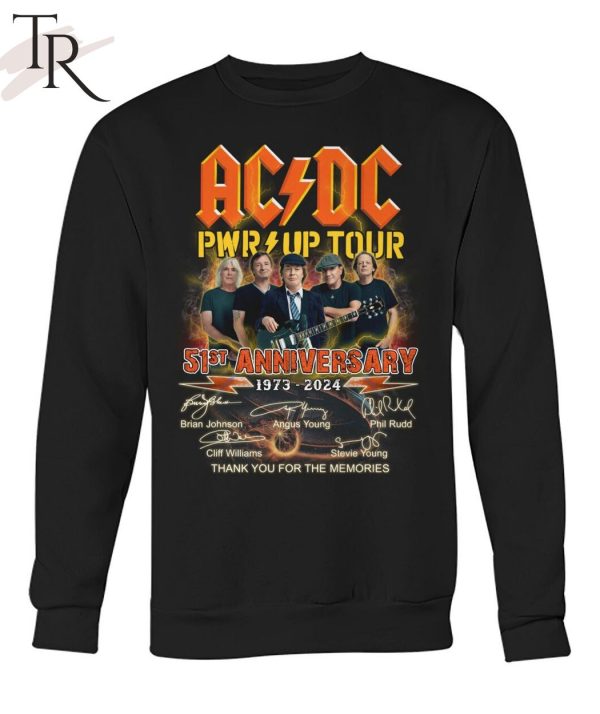 ACDC Pwr Up Tour 51st Anniversary 1973 – 2024 Thank You For The Memories T-Shirt