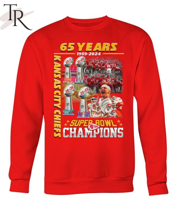 65 Years 1959 – 2024 Kansas City Chiefs 4 X Super Bowl Champions T-Shirt
