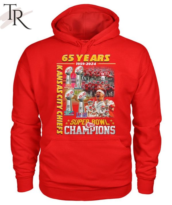 65 Years 1959 – 2024 Kansas City Chiefs 4 X Super Bowl Champions T-Shirt