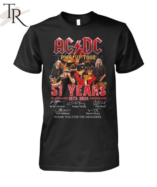 ACDC Pwr Up Tour 51 Years Of 1973 – 2024 Thank You For The Memories T-Shirt