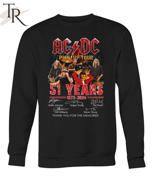 ACDC Pwr Up Tour 51 Years Of 1973 – 2024 Thank You For The Memories T-Shirt