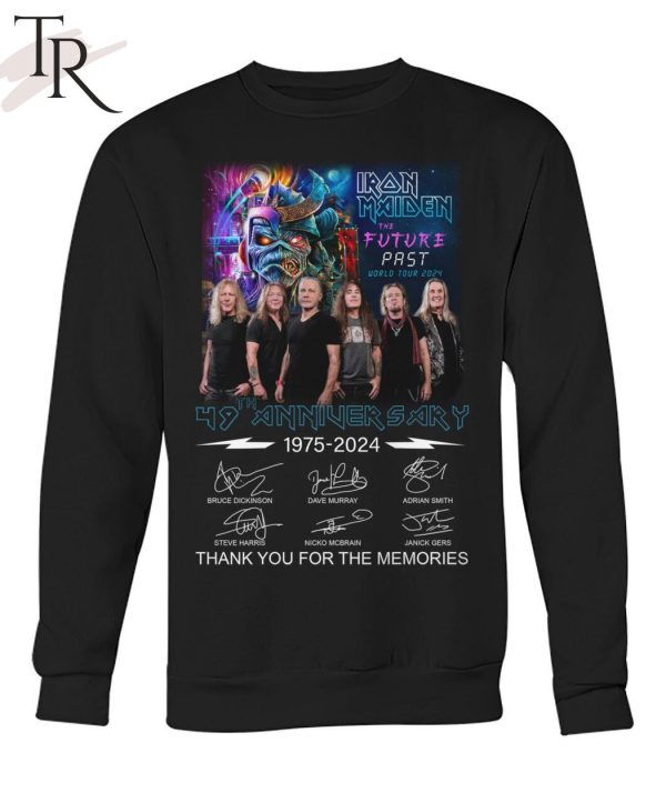Iron Maiden The Future Past World Tour 2024 49th Anniversary 1975 – 2024 Thank You For The Memories T-Shirt