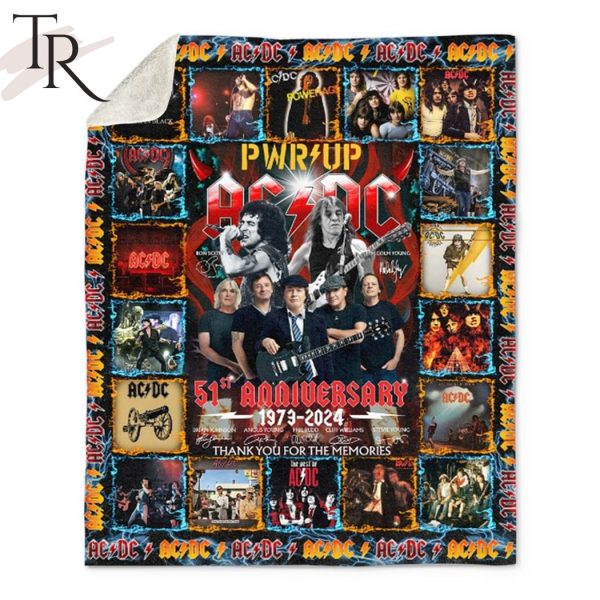 PWR Up Tour ACDC 51st Anniversary 1973-2024 Thank You For The Memories Fleece Blanket