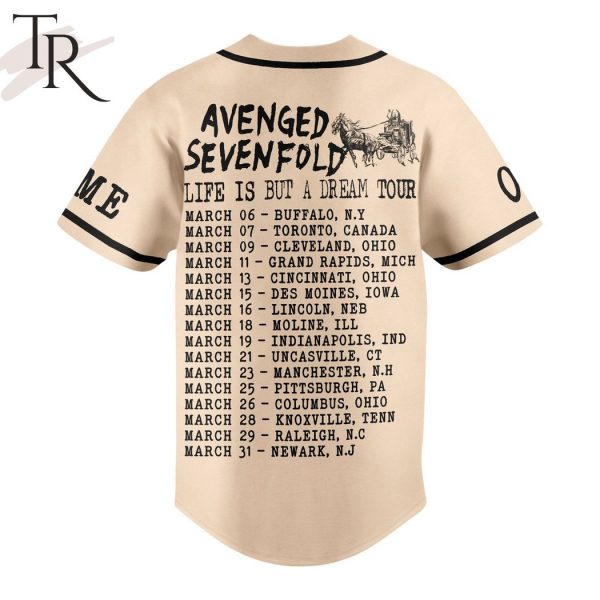 Avenged Sevenfold Life Is But A Dream Tour Custom Baseball Jersey