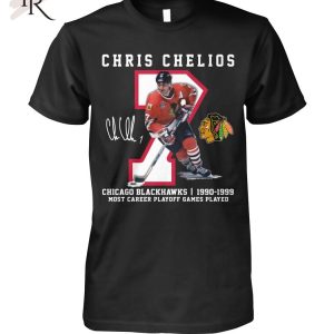 Chris Chelios Chicago Blackhawks 1990-1999 Most Career Playoff Games Played T-Shirt