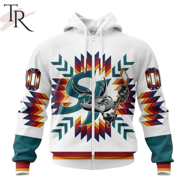 AHL San Jose Barracuda Special Design With Native Pattern Hoodie