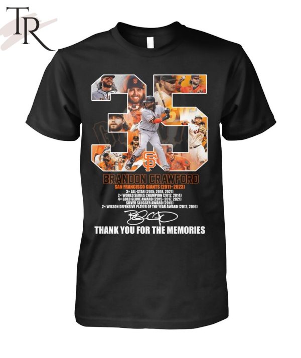 Brandon Crawford San Francisco Giants 2011-2023 Thank You For The Memories T-Shirt
