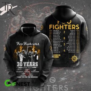 Foo Fighters 30 Years 1994-2024 Thank You For The Memories Tour 2024 Hoodie