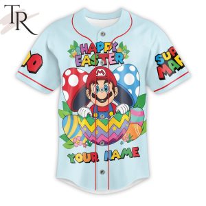 Super Mario Happy Easter Custom Baseball Jersey