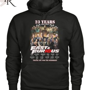 23 Years 2001-2024 Fast & Furious Thank You For The Memories T-Shirt