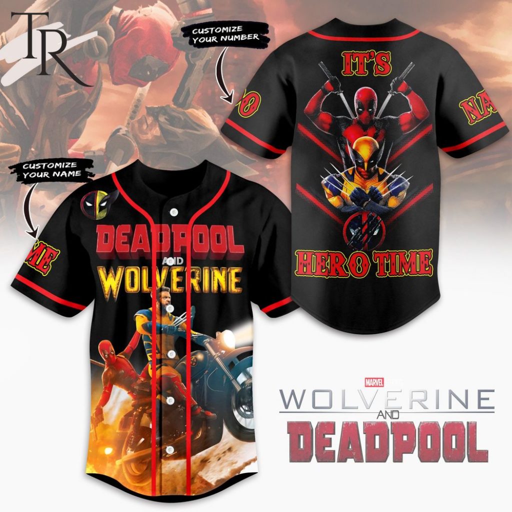 Deadpool And Wolverine It's Hero Time Custom Baseball Jersey - Torunstyle