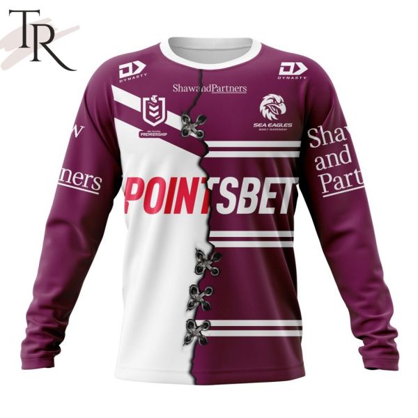 Personalized NRL Manly Warringah Sea Eagles Home Mix Away Kits Hoodie