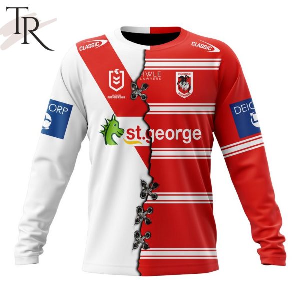 Personalized NRL St. George Illawarra Dragons Home Mix Away Kits Hoodie