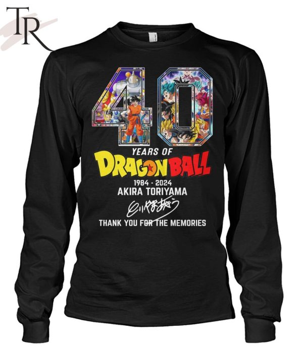 40 Years Of Dragon Ball 1984-2024 Akira Toriyama Signature Thank You For The Memories T-Shirt