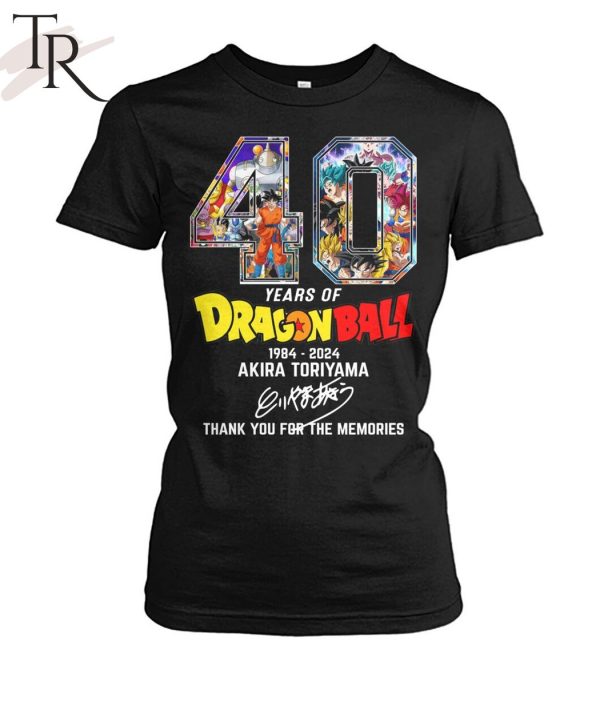 40 Years Of Dragon Ball 1984-2024 Akira Toriyama Signature Thank You For The Memories T-Shirt