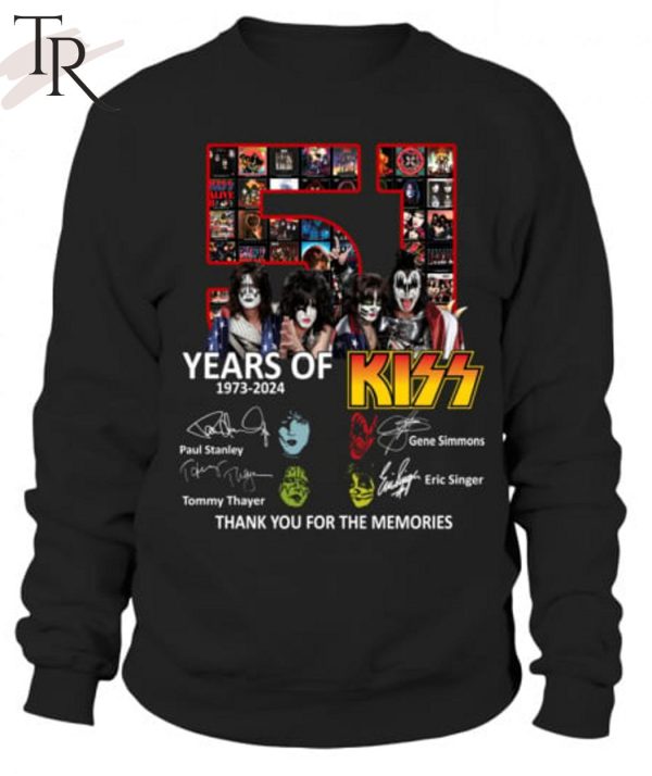 51 Years Of 1973-2024 Kiss Band Thank You For The Memories T-Shirt