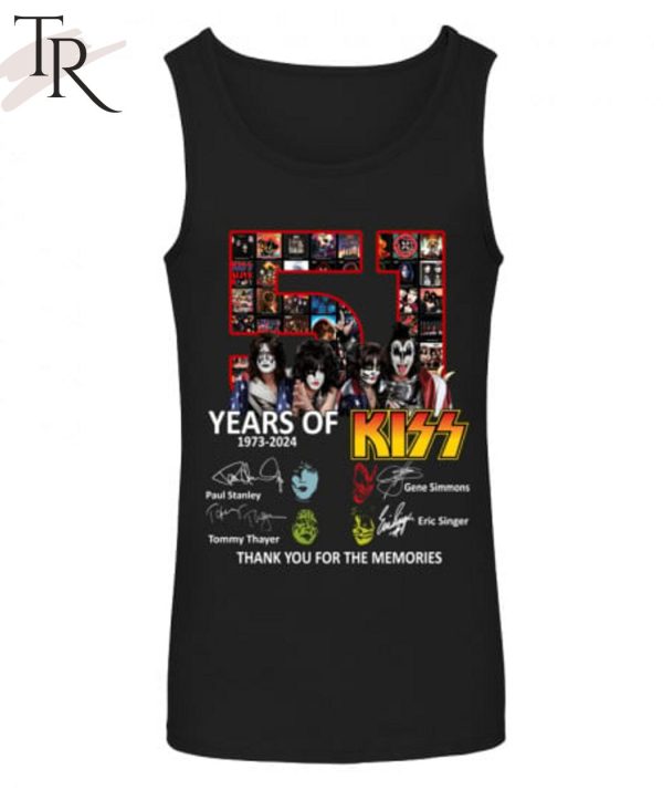 51 Years Of 1973-2024 Kiss Band Thank You For The Memories T-Shirt