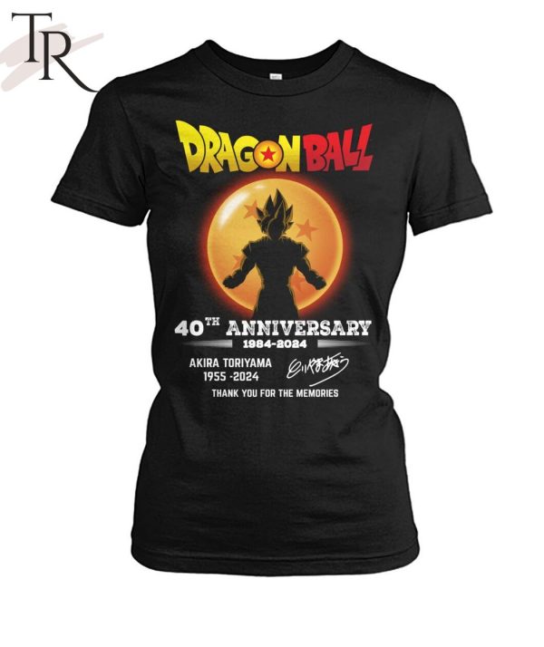 Dragon Ball 40th Anniversary 1984-2024 Akira Toriyama 1955-2024 Thank You For The Memories T-Shirt