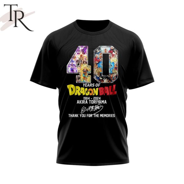 40 Years Of Dragon Ball 1984-2024 Akira Toriyama Signature Thank You For The Memories Hoodie – Black