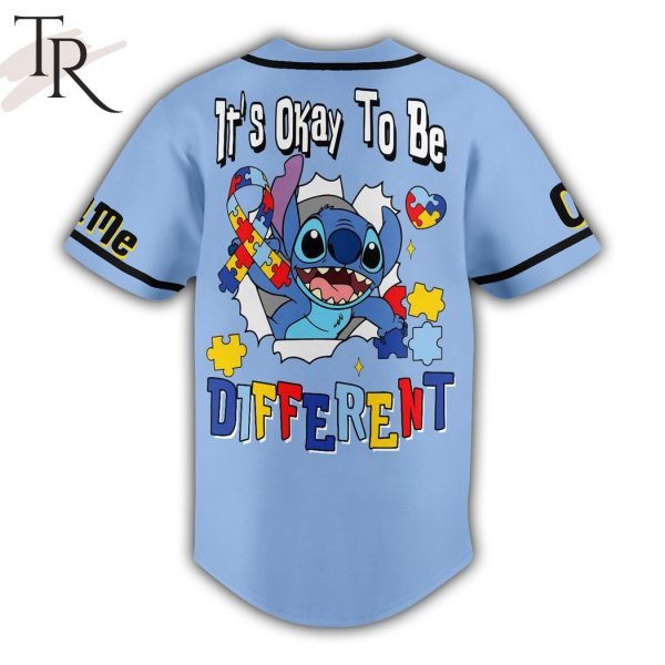 Stitch It’s Okay To Be Different Autism Awareness Custom Baseball Jersey