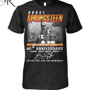 Bruce Springsteen 2024 World Tour 60th Anniversary 1964-2024 Thank You For The Memories T-Shirt