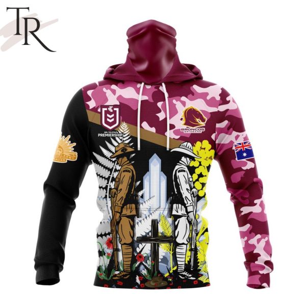 NRL Brisbane Broncos Personalized ANZAC Day Design Hoodie