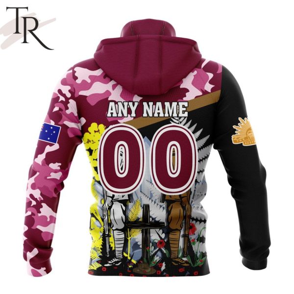 NRL Brisbane Broncos Personalized ANZAC Day Design Hoodie