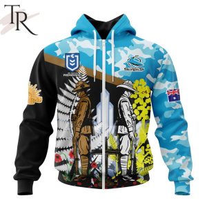 NRL Cronulla-Sutherland Sharks Personalized ANZAC Day Design Hoodie