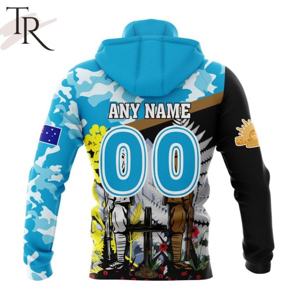 NRL Cronulla-Sutherland Sharks Personalized ANZAC Day Design Hoodie