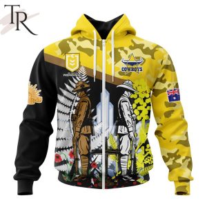 NRL North Queensland Cowboys Personalized ANZAC Day Design Hoodie