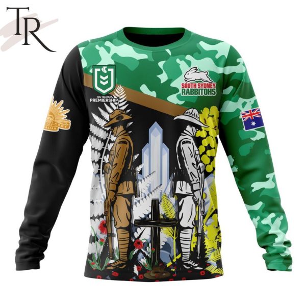 NRL South Sydney Rabbitohs Personalized ANZAC Day Design Hoodie