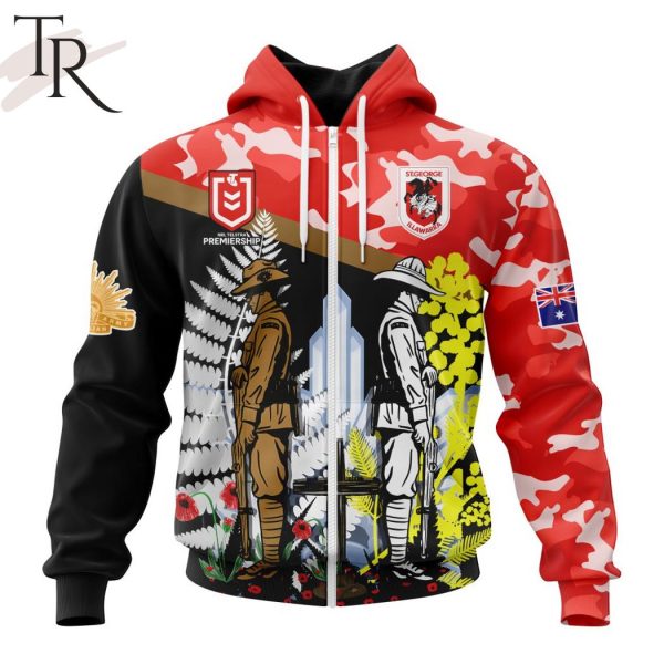 NRL St. George Illawarra Dragons Personalized ANZAC Day Design Hoodie