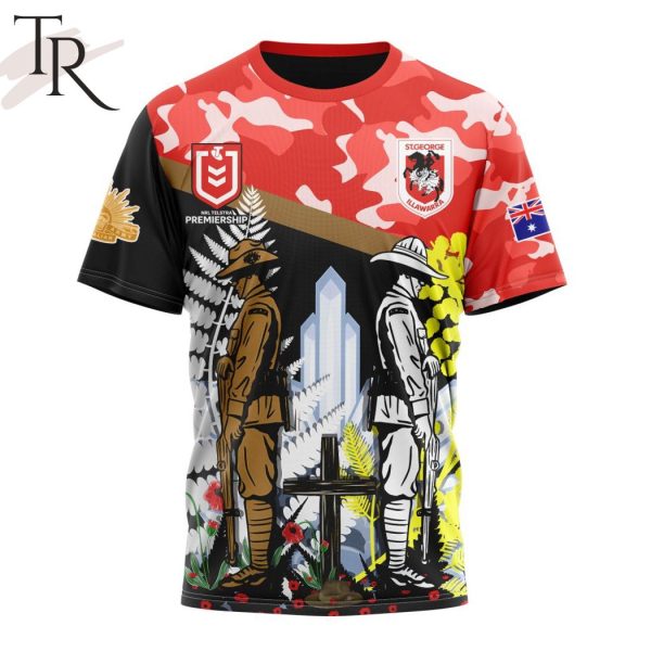 NRL St. George Illawarra Dragons Personalized ANZAC Day Design Hoodie
